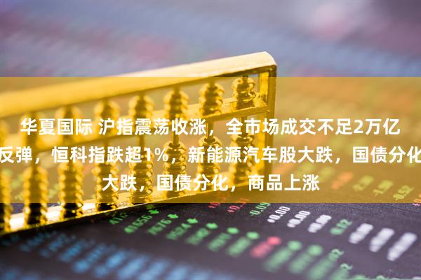 华夏国际 沪指震荡收涨，全市场成交不足2万亿，红利资产反弹，恒科指跌超1%，新能源汽车股大跌，国债分化，商品上涨