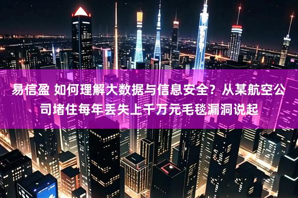 易信盈 如何理解大数据与信息安全？从某航空公司堵住每年丢失上千万元毛毯漏洞说起